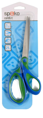 Spoko nůžky kancelářské Comfort, 21 cm, asymetrické, zeleno-modré