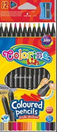 Pastelky Colorino trojhranné černé 12 ks + ořezávátko