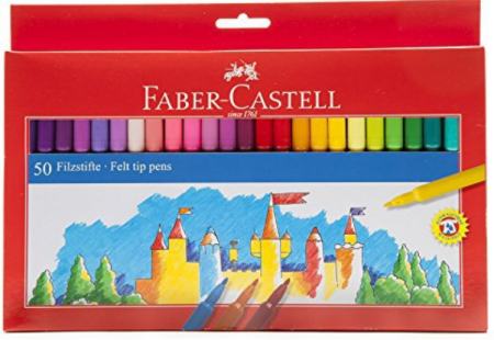 Faber-Castell, dětské popisovače, fixy, papírová krabička, 50ks