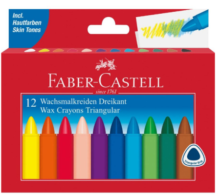 Voskovky Faber Castell trojhranné, papírová krabička 12 ks