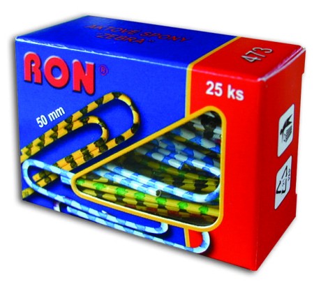 Spony aktové RON 473, 50 mm / 25 ks barevné Zebra