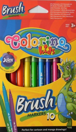 Popisovače COLORINO Kids brush 10 barev