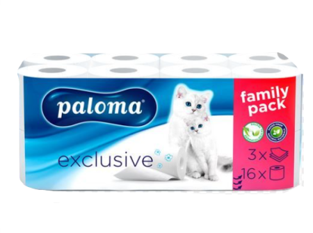 Toaletní papír Paloma EXCLUSIVE Soft bílý 3-vrstvý 16ks