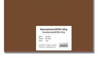 Barevný karton EXTRA 300g 50x70cm 10listů - HNĚDÝ