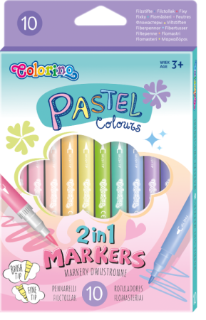 Colorino Pastel oboustranné fixy, štětcový a tenký hrot, 10 barev
