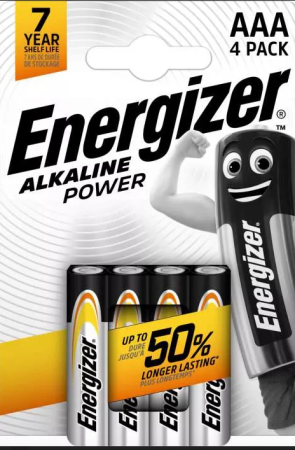 Alkalické baterie Energizer Power - 1,5V, LR03, typ AAA, 4 ks